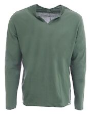 Tee Shirt Manches Longues Col V Boutons Vert Thym Homme Harris Wilson Taille Xl