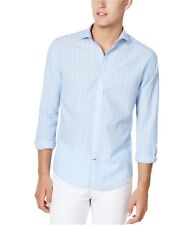 Tommy Hilfiger Men's Striped Button Up Shirt Long Sleeve Custom Fit Blue Xl