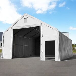 Toolport 10x12m 4x4m Drive Through Industrial Tent, Primetex 2300 Fire Resistant, Grey With Statics Package (soft Ground Anchors) - (48690)