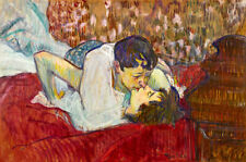 Toulouse Lautrec The Kiss Post Impressionnisme Art Giclee Print Fine Toile