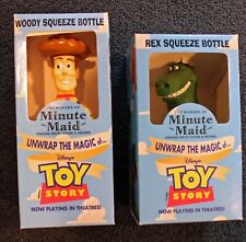 Toy Story Minute Maid Promotional Collector Woody & Rex Squeeze Bottles!