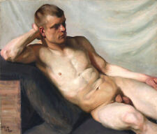 Valdeman Andersen Un Homme InclinÉ Nude Realisme Art Giclee Print Fine Toile