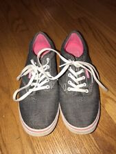 Vans Skateboard Charcoal Gray & Hot Pink Walking Athletic Women Shoes Sz 7 #