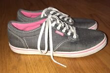 Vans Skateboard Charcoal Gray & Hot Pink Walking Athletic Women Shoes Sz 6.5 #