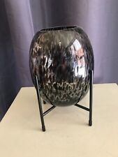 Vase Oeuf En Verre Couleur Noir Leopard Avec Socle En Metal Collection J-line