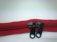 Ykk #10 Red Coil Zipper With #10 Black Slider/pull