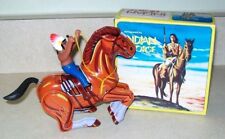 $10 Off! Vintage 1948-50 Mechanical Indian On Horse Wind Up Tin Toy Nmib Workst!