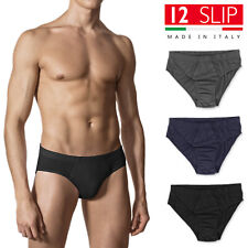 12 Pièces Slips Homme Noir Made In Italy Culotte Blanc 100% Coton Lingerie Veque