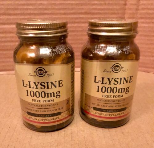 2 X Solgar L-lysine 1000mg Support For An Active Lifestyle, 2 Pack Of 50 Tablets
