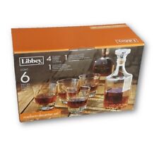 6-pc Libbey Madision Whiskey Set With Glass Decanter & 12 Oz Whisky Glasses New!