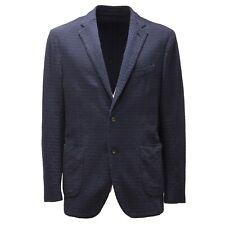 7130ad Giacca Uomo Lardini Blue Textured Cotton Jacket Man