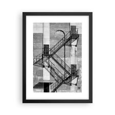 Affiche Poster 30x40cm Tableaux Image Escaliers Noir Et Blanc Bâtiment Wall Art