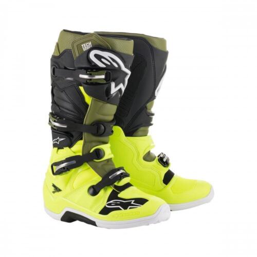 Alpinestars Tech 7 Motorbike Off-road Boots Fluo Yellow / Military Green / Black