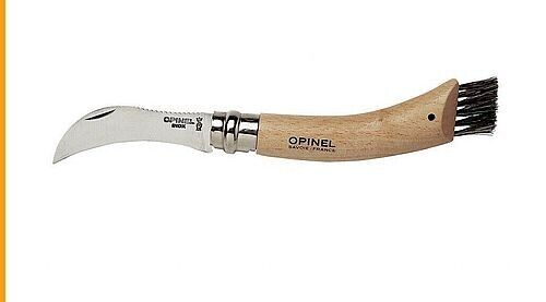Apopel Mushroom Knife With Brush N°8 Curved Tip Blade Stainless Steel
