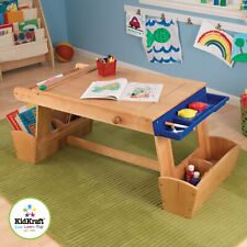 Art Table For Kids With Storage: Drying Rack,paper Roll, Lidded Paint Cups Incl.