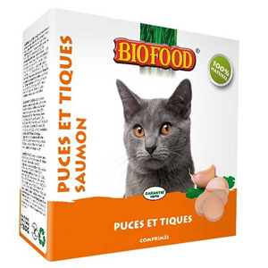 Biofood Chat Anti Puces Et Tiques Au Saumon 100 Comprimés