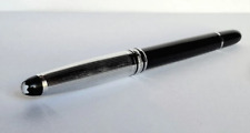 Black Metal Fountain Pen With Silver Cap And New Montblanc Blue Ink Cartridge