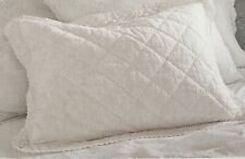 Brand New Simply Shabby Chic White Crochet Trim Linen Blend Standard Pillow Sham