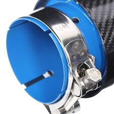 Car Exhaust Tip 80‑101mm Single Outlet Straight Side Glossy Carbon Fiber Blue