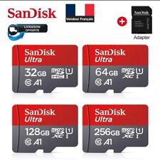 Carte Mémoire Micro Sd Sandisk 64, 128, 256, 512 Go + Adaptateur Haute Capacité