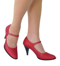 Chaussures De Fêtes Escarpins à Bride Haut Talons 8 Cm Rouge Paillette Pleaser