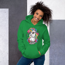 Colorful Hipster Animal Stylish Hoodie, Funny Unicorn Hooded Pullover Sweatshirt