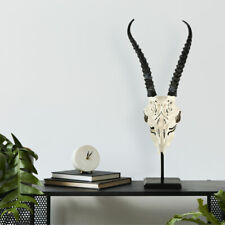 Dekoschädel Tête D'antilope Décoration Africain Résine Figurine Noir Blanc