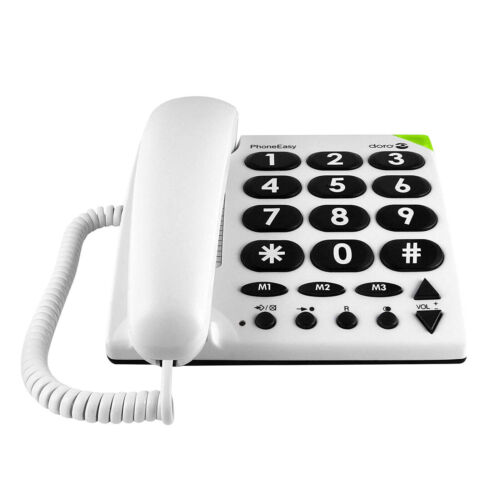 Doro Phoneeasy 311c White Corded Landline Phone Big Buttons Powerful Sound