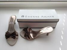 Etienne Aigner E-charva-parch Class Dress Sandal Shoes Bows Tan & Brown Size 7.5