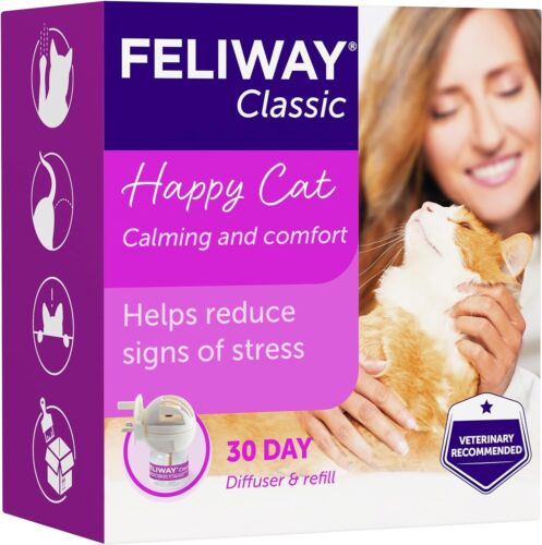 Feliway Classic 30 Day Starter Kit. Diffuser And Refill. Comforts Cats And He...