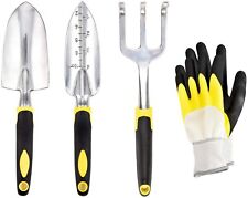 Garden Tool Set 4 Pack Aluminum Gardening Kit Non Slip Include Gardening Gloves.
