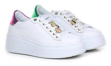 Gio + Pia158a Baskets Chaussures Femme Lacets Cuir Combi Blanc Coccinelle