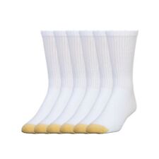 Gold Toe Men's Cotton Crew 656s Athletic Sock White Smooth Comfort Super Soft