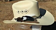 Hand-crafted Feather Hatband For Cowboy Hats - 'brown, White & Blue'