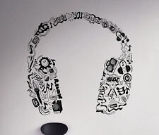 Headphones Wall Decal Music Earphones Vinyl Sticker Removable Art Decor 68(nse)