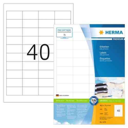 Herma Self Adhesive Multi-purpose Labels, 40 Labels Per A4 Sheet, 40 (us Import)