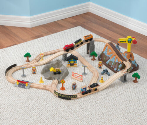 Kidkraft Bucket Top Construction Train Set | Kids Wooden Train Set 60 Piece Set