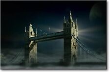London Tower Bridge At Night Picture On Stretched Canvas, Wall Art Décor, Ready 