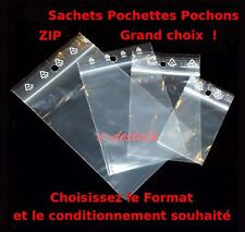 Lot De Sachets Plastique Fermeture Pression Zip Transparent Pochettes Pochon Bag
