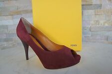 Luxe Fendi Taille 38,5 Plateforme Open-toes Escarpins Chaussures Aubergine Neuf
