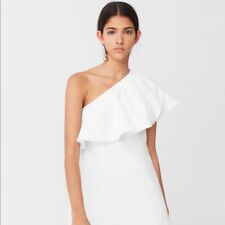 Mango White Denim One Shoulder Dress - Xs/small