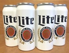 Miller Lite Retro Aluminum Bottle Can Beer Glass Vessel 4 Glasses New & Fs 16oz