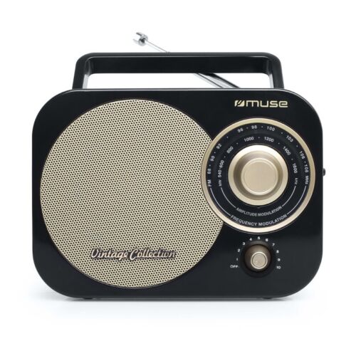 Muse Compact Retro Portable Radio Fm/mw, Aux In Jack, Black M-055rb