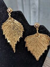 Nature's D'or 24k Cottonwood Leaf Post Back Earrngs With Alexandrite