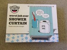 New Big Mouth Inc. Worst Job Ever Shower Curtain Toothbrush And Toilet Paper