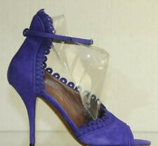  New Tabitha Simmons Purple Iris Suede Scalloped Ankle Strap Heels Shoes 37