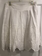 New With Tags Ixia White Needle Point Scallop Bottom Skirt Flowers & Polka Dot L
