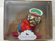 Nib Hand Crafted Blown Glass Christmas Ornament Large Chihuahua On Snowboard Pol