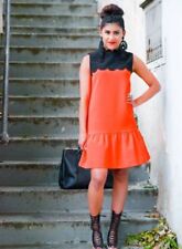 Nwt Victoria Beckham Femmes Orange Goutte Taille Feston Bordure Robe Noir Xs, S,