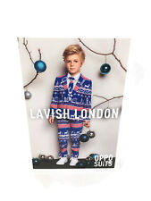 Opposuits Somptueux London Noël Enfants Costume & Cravate - Bleu - 2y - Neuf